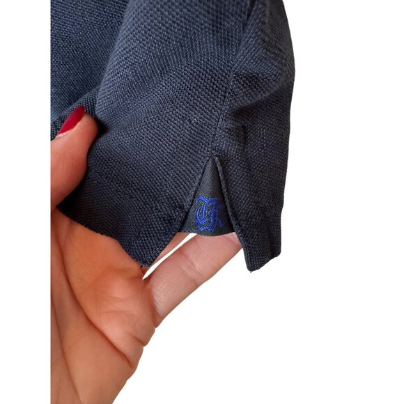 The Kooples Shirt Men XS Blue Cotton‎ Pique Logo Fitted Officer Collar Polo - Picture 6 of 12